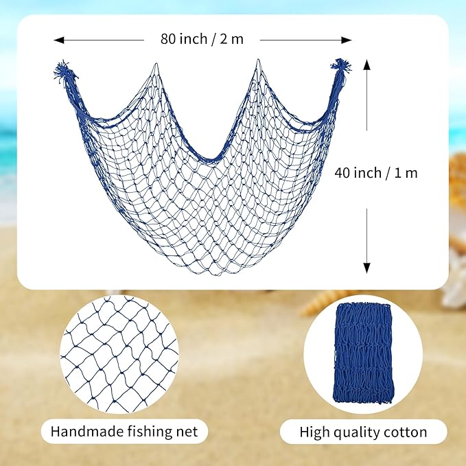2 Pack Fish Net Decorations for Party