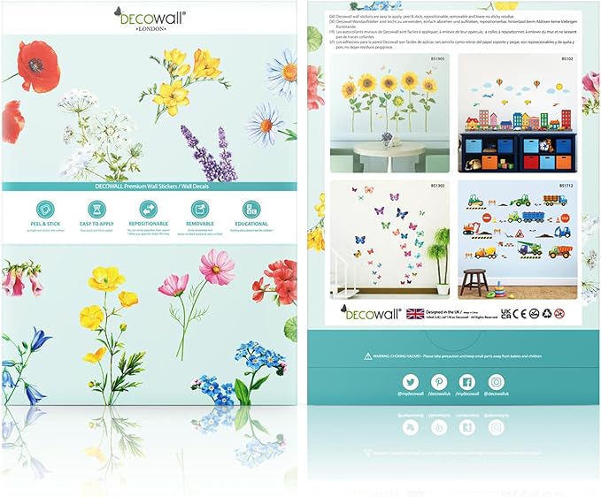 DECOWALL DS4-8094 Pastel Cloud Wall Stickers – Watercolor Sky Decals for Kids’ Room, Nursery & Playroom – Removable & Repositionable Wall Art – 64.8 × 55.7 cm / 25.5 × 21.9 in