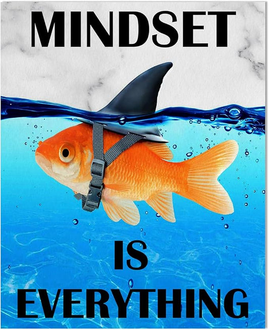 Mindset is Everything Wall Art: Motivational Poster Office Wall Decor, Inspirational Quotes Picture Positive Prints for Home 12x15"