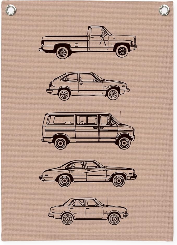 Toddler Boy Room Decor,Cars Room Decor for Boys,Vintage Car Wall Hanging Flag Banner for Bedroom,Playroom Nursery 18x25 Inch