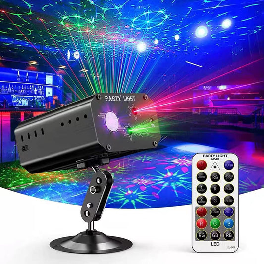 Party Lights Dj Disco Strobe Stage Lights Sound Activated Laser Llights Projector with Remote Control for Parties Bar Birthday Wedding Holiday Event Live Show Xmas Decorations
