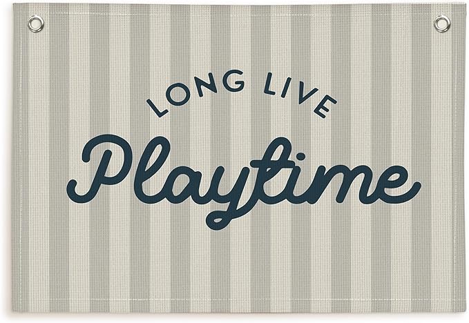 Lacama Playroom Decor, Play Room Wall Decor, Long Live Playtime Linen Banner Wall Hanging, Boho Beige Banner Flag Decor for Nursery Boys Room 30x20 Inch