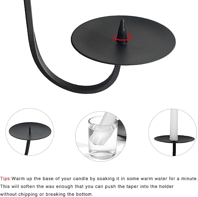 Double Armed Iron Candle Holders Metal Wall Candle Sconce Holder Set of 2 Black Modern Wall Candle Sconces Hanging for Living Room, Farmhouse, Fireplace, Wedding