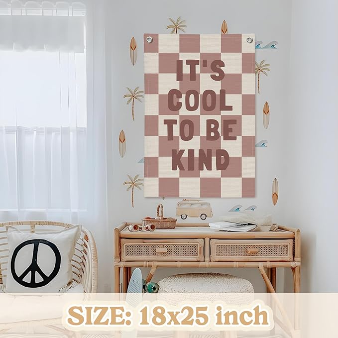 Kids Room Decor,It's Cool to Be Kind Banner for Classroom,Baby Nursery Decor Wall Hanging Flag for Bedroom Playroom Classroom Kids Rroom 18x25 Inch(Pink)