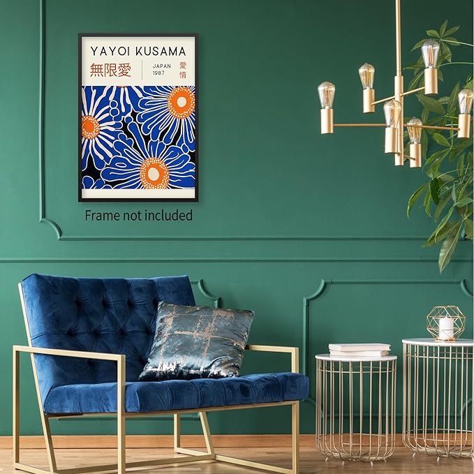 Yayoi Kusama Print Vintage Japanese Wall Art Abstract Yayoi Kusama Poster Minimalist Painting Art Exhibition Suitable for Japanese Bedroom,Living Room Office Decor 20x30in Unframed