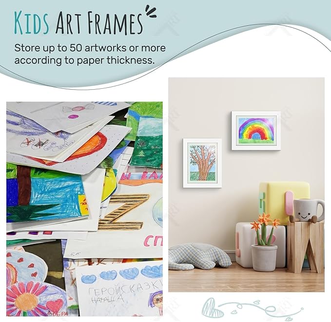 Golden State Art, 9x12 Kids Art Frames, Front-Opening Picture Frame Great for Kids Drawings, Artworks, Children Art Projects, Schoolwork, Home or Office (White, Set of 4)