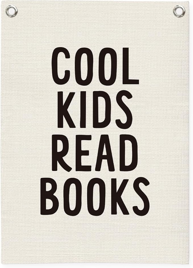 Reading Corner Decor for Classroom,Reading Nook for Kids,Cool Kids Read Books Linen Canvas Banner, Read Corner, Book Lover Gift,School Library Wall Hanging Flag Banner 18x25 Inch