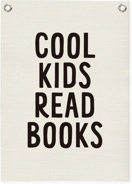 Reading Corner Decor for Classroom,Reading Nook for Kids,Cool Kids Read Books Linen Canvas Banner, Read Corner, Book Lover Gift,School Library Wall Hanging Flag Banner 18x25 Inch
