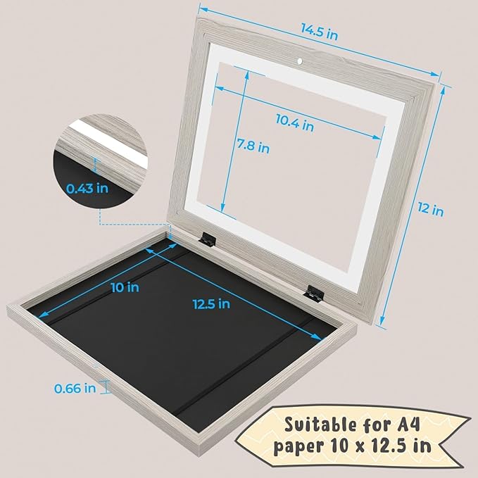Golden State Art, 10x12.5 Kids Art Frames, Front-Opening Picture Frame Great for Kids Drawings, Artworks, Children Art Projects, Schoolwork, Home or Office (Grey Set of 4)