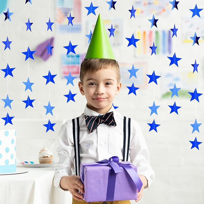 Patelai Glitter Star Garland Banner 2026 Graduation Decor 130 Feet Star Hanging Banner Twinkle Backdrop for Party Birthday Classroom Wedding Supplies(Royal Blue)