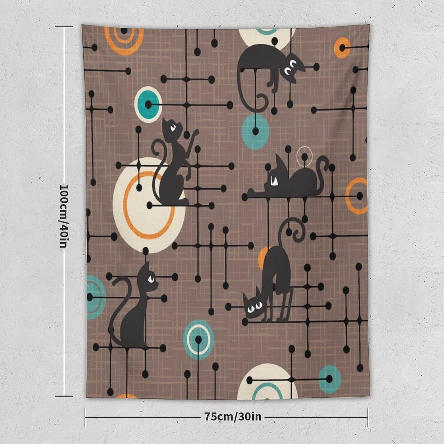 ICMOLYYENLO Boho Medieval Cat Tapestry, Abstract Atomic Starburst Geometric Aesthetic Art Wall Hanging For Bedroom Living Room Dormitory 60x80 Inches