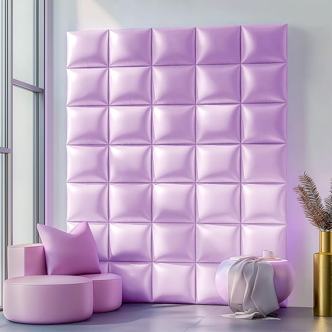 NISOCY 25PCS Purple Square Foil Balloons Wall Backdrop Double Sided Pastel Purple Balloons Arch Kit for Birthday Baby Bridal Shower Gender Reveal Easter Wedding Anniversary Party Decorations