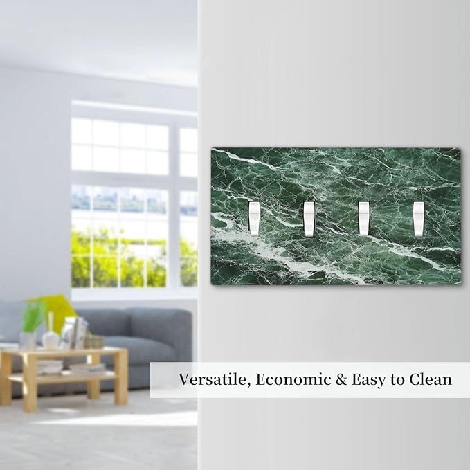 Light Switch Covers Forest Marble Dark Green With White Vein Quad Toggle Electrical Faceplate 4 Gang Wall Plate Decorative Switch Plates For Bathroom Kitchen Decor