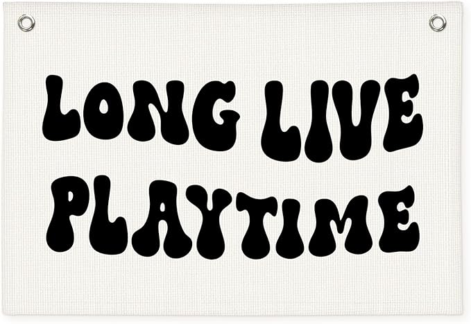 Playroom Decor, Play Room Wall Decor, Long Live Playtime Banner, Boyhood Banner Wall Hanging Banner Flag for Toddler Boy Kids Room Nursery Playroom 20x30