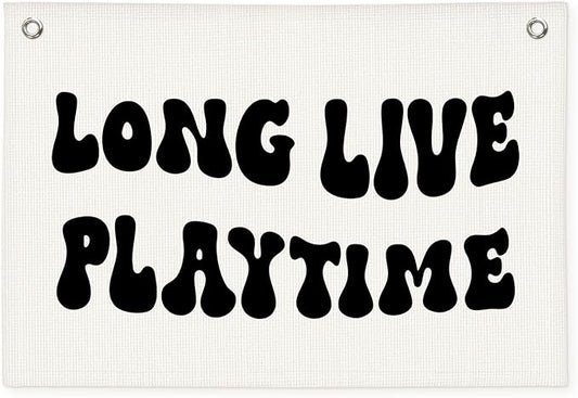Playroom Decor, Play Room Wall Decor, Long Live Playtime Banner, Boyhood Banner Wall Hanging Banner Flag for Toddler Boy Kids Room Nursery Playroom 20x30
