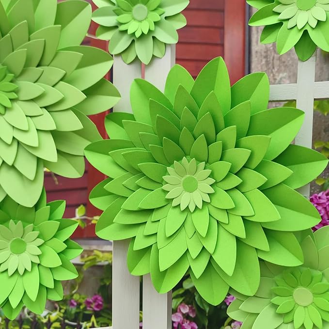 Large Lime Green Paper Flowers for Wall (12"-5") Spring Party Birthday Baby Room Nursery Decoration Forest Wedding Bridal Shower Decorations Photo Prop Pack of 6