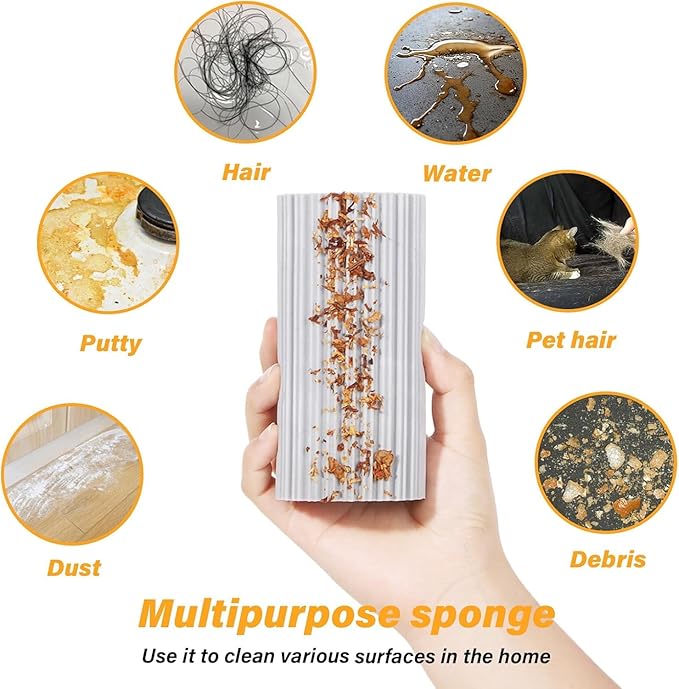 6-Pack Damp Clean Duster Sponge, Magic Sponge Eraser Baseboard Cleaner Tool, Dusters for Cleaning Blinds, Glass, Vents, Railings, Mirrors,Window Track Grooves and Faucets