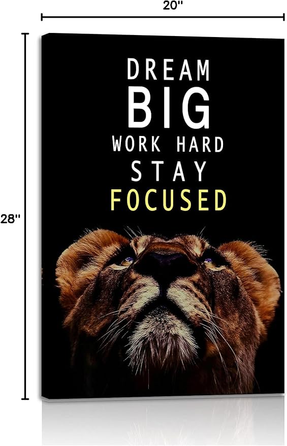 AMART SUN Dream Big and Work Hard • Motivational Print Canvas Wall Art • Inspirational Poster Artwork Modern Home Decor For Home,Office,Gym,Classroom Wall Decor Framed Ready to Hang