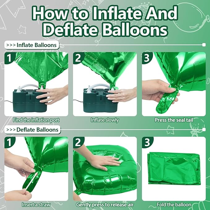 NISOCY 25PCS Green Silver Square Foil Balloons Wall Backdrop Double Sided Silver Green Balloons Arch Kit for Birthday Anniversary Graduation Forest Baby Bridal Shower Kids Party Decorations