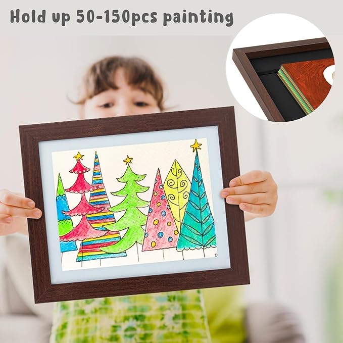 Golden State Art, 10x12.5 Kids Art Frames, Front-Opening Picture Frame Great for Kids Drawings, Artworks, Children Art Projects, Schoolwork, Home or Office (Walnut Set of 2)
