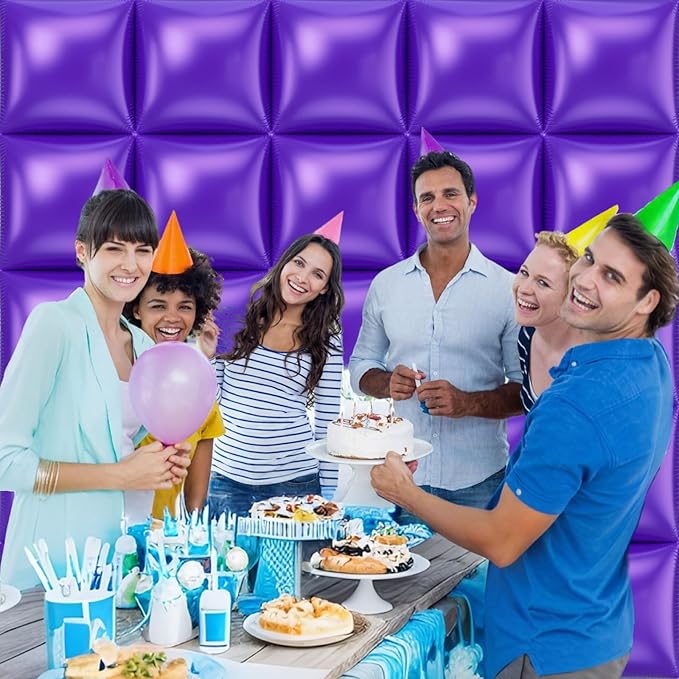 36pcs Purple Square Foil Balloons Wall Backdrop with 79pcs Balloon Garland Arch Kit, Double Sided Balloon for Birthday Baby Shower Bridal Shower Anniversary Prom Graduation Party Decorations