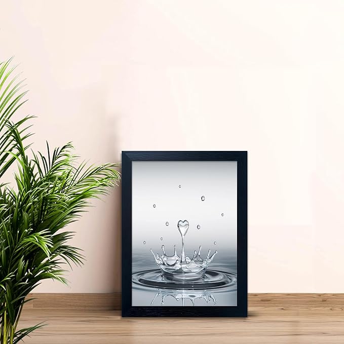 Bathroom Decor Wall Art Heart Water Drop Splash Modern Canvas Pictures Print Black Framed Bathroom Painting for Wall