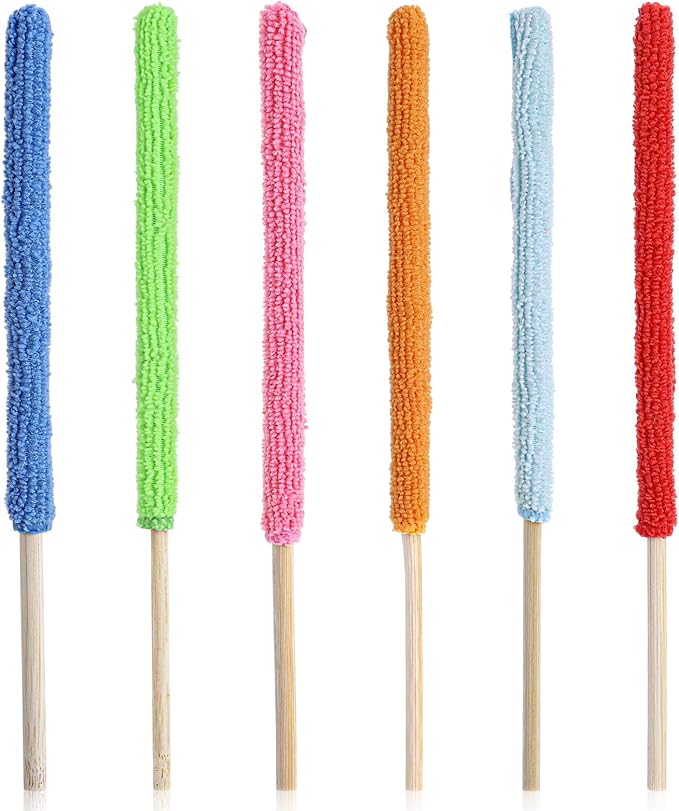 6 Pcs Microfiber Detail Duster Sticks Fan Cleaning Brush Fan Blade Cleaner Crevice Cleaning Tool Mini Split Cleaning Kit Car Air Vent Cleaner Fan Clean Brush for Home Car Window Blind