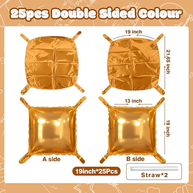 NISOCY Thanksgiving Fall Balloons 25PCS Brown Square Foil Balloons Wall Backdrop Double Sided Balloon Tunnel Arch Kit for Birthday Baby Bridal Shower Wedding Graduation Anniversary Party Decorations
