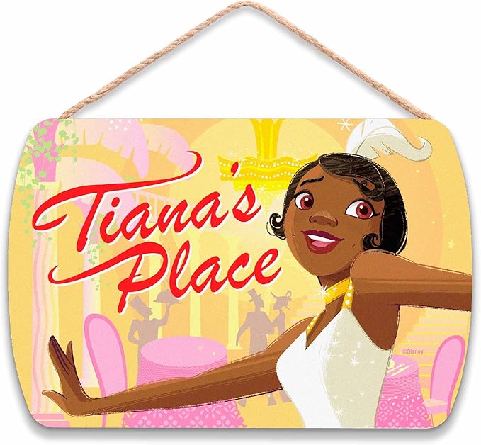Disney Princess and the Frog Tiana’s Place Hanging Wood Sign - Fun Tiana Wall Decor for Kitchen or Bedroom