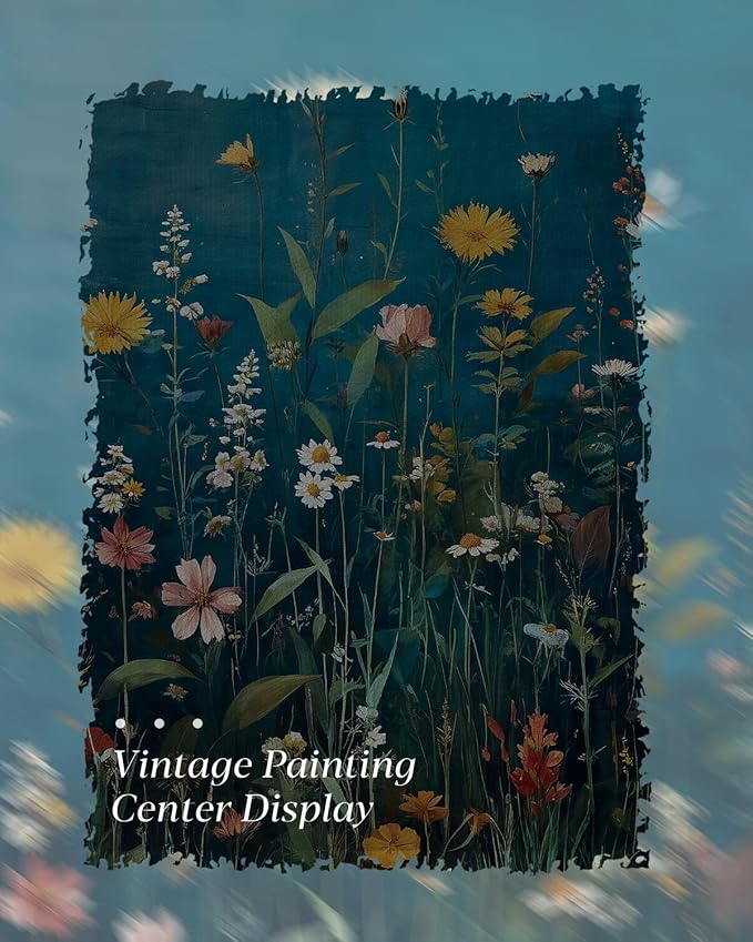 HUARCEY Framed Canvas Wall Art Vintage Decor, Wildflowers Picture Decor, Rustic Vintage Neutral Canvas Paintings Retro Table Desk Pictures for Bedroom Living Room, 12x16Inch