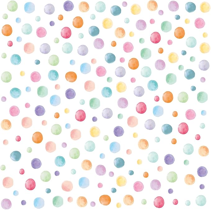201 Pcs Watercolor Polka Dots Wall Decals, Peel and Stick Boho Rainbow Wall Stickers, Multicolor Circle Wall Decor,Pastel Colorful Round Decoration for Girls Bedroom Kids Nursery Classroom Playroom