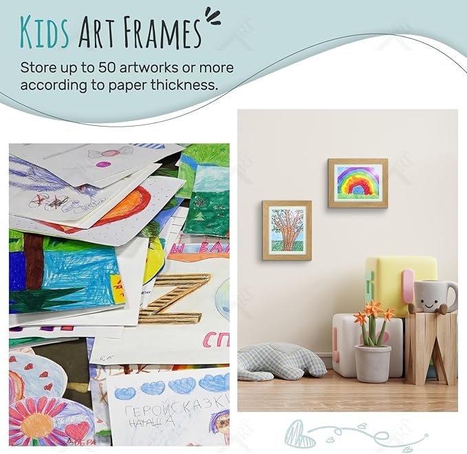 Golden State Art, 8.5x11 Kids Art Frames, Front-Opening Picture Frame Great for Kids Drawings, Artworks, Children Art Projects, Schoolwork, Home or Office (Brown, Set of 2)