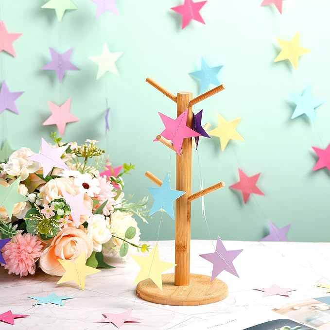 Patelai Glitter Star Garland Banner 2026 Graduation Decor 130 Feet Star Hanging Banner Twinkle Backdrop for Party Birthday Classroom Wedding Supplies(Macaron Color)