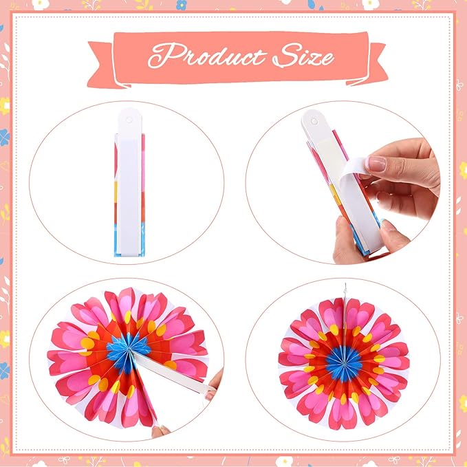 Outus Flower Hanging Decorations Fall Paper Fans Classroom Ceiling Wall Decor Colorful Bloom Paper Fan for Wedding Birthday Birthday Party Supplies(27 Pcs,Spring Flower)