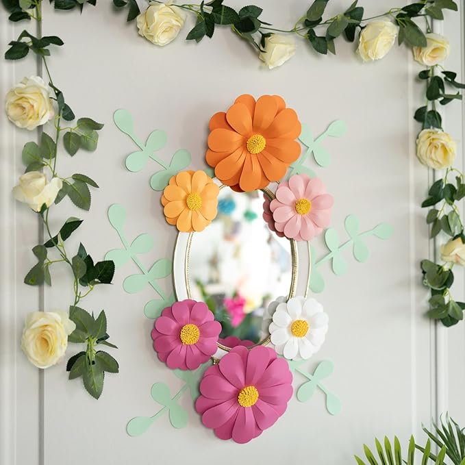 SUNBEAUTY Daisy Paper Flowers Party Decorations, Party Flower Decorations, Orange Yellow Flowers Wall Hanging, 1st Birthday Bridal Baby Shower Wedding Classroom Tea Party Daisy Décor