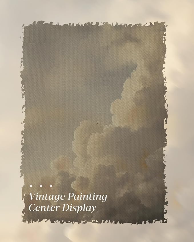 HUARCEY Gold Framed Canvas Wall Art, Cloud Picture Decor, Bedroom Living Room Sky Landscape Nature Decor, Rustic Vintage Neutral Canvas Paintings, 12x16inch