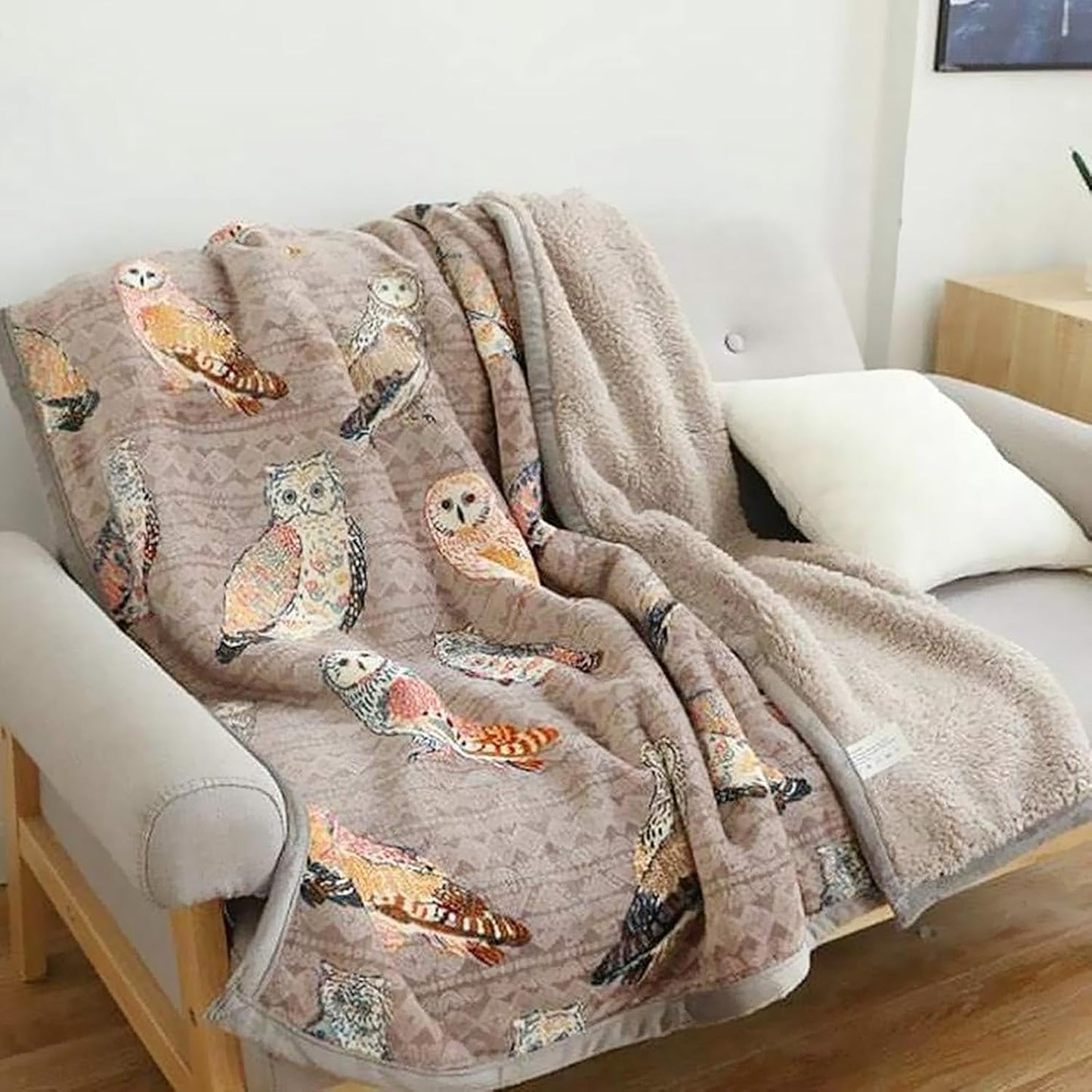 UKELER Owl Bed Blanket King Size 90'' x 108'', Soft Cozy Warm Fleece Throw Blanket for Bed/Couch/Sofa/Camping for Special Occasions