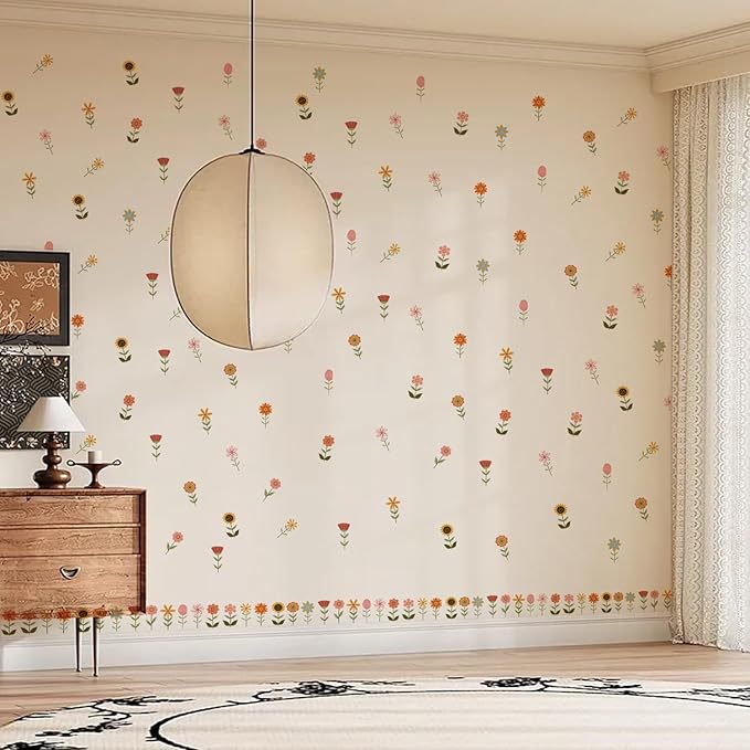QUCHENG Nursery Wall Stickers Boho Kids Room Decor Girls Bedroom Removable Wall Decals Vinyl Murals DIY Cute Decorations 6 Sheets