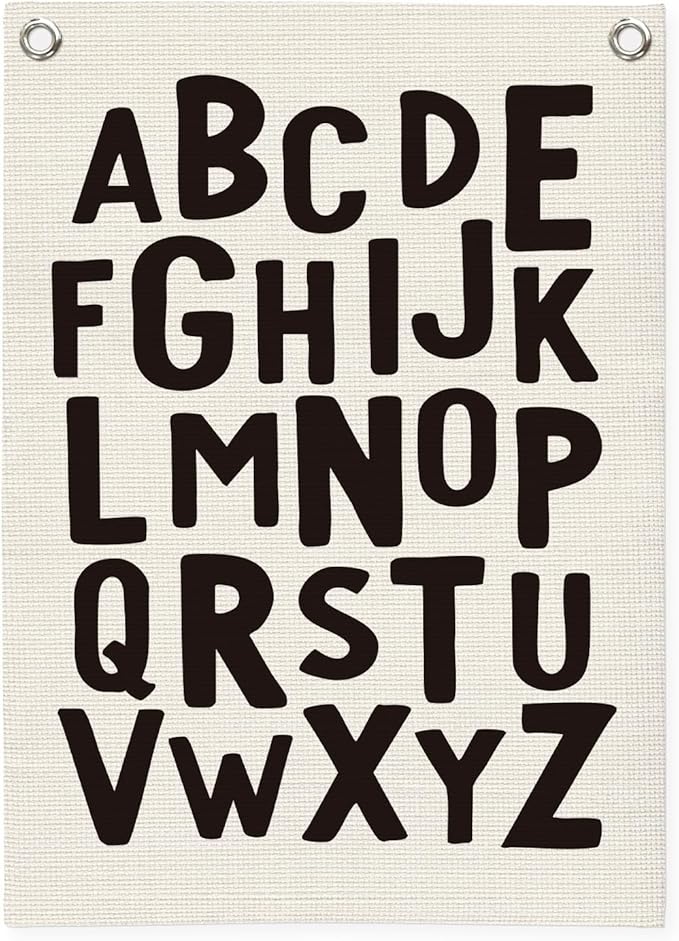 Toddler Room Decor,Alphabet Numbers Linen Canvas Banner,Classroom ABC Banner Wall Hanging Flag Decor for Preschool Kindergarten Toddler Playroom Nursery Classroom 18x25 Inch
