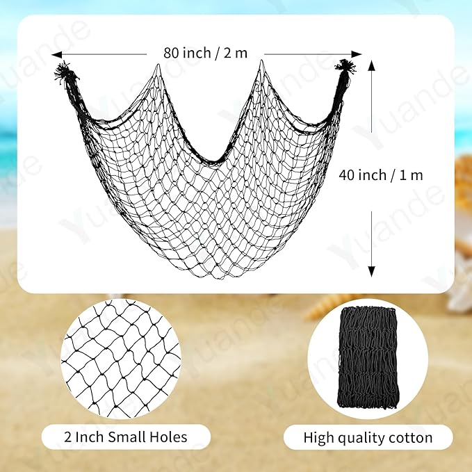 2 Pack Fish Net Decorations for Party