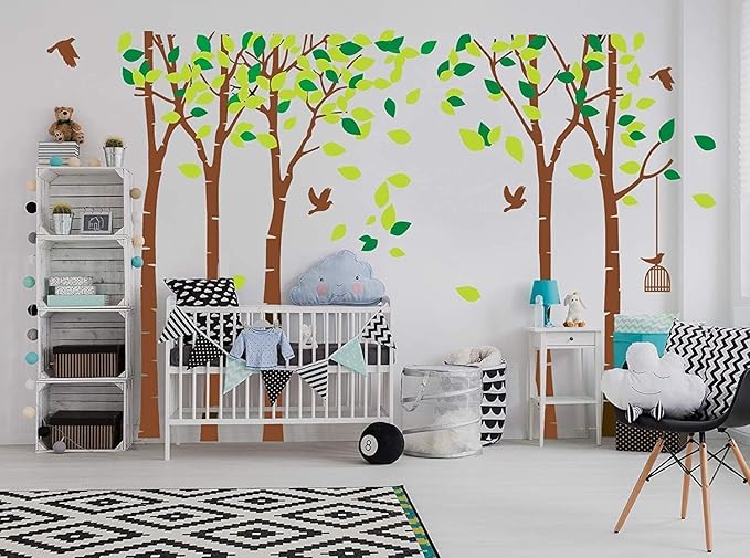Giant Jungle Tree Wall Decal Tree Wall Sticker Removable Vinyl Sticker Mural Art Room Nursery Bedroom Living Room Decoration (103.9x70.9)
