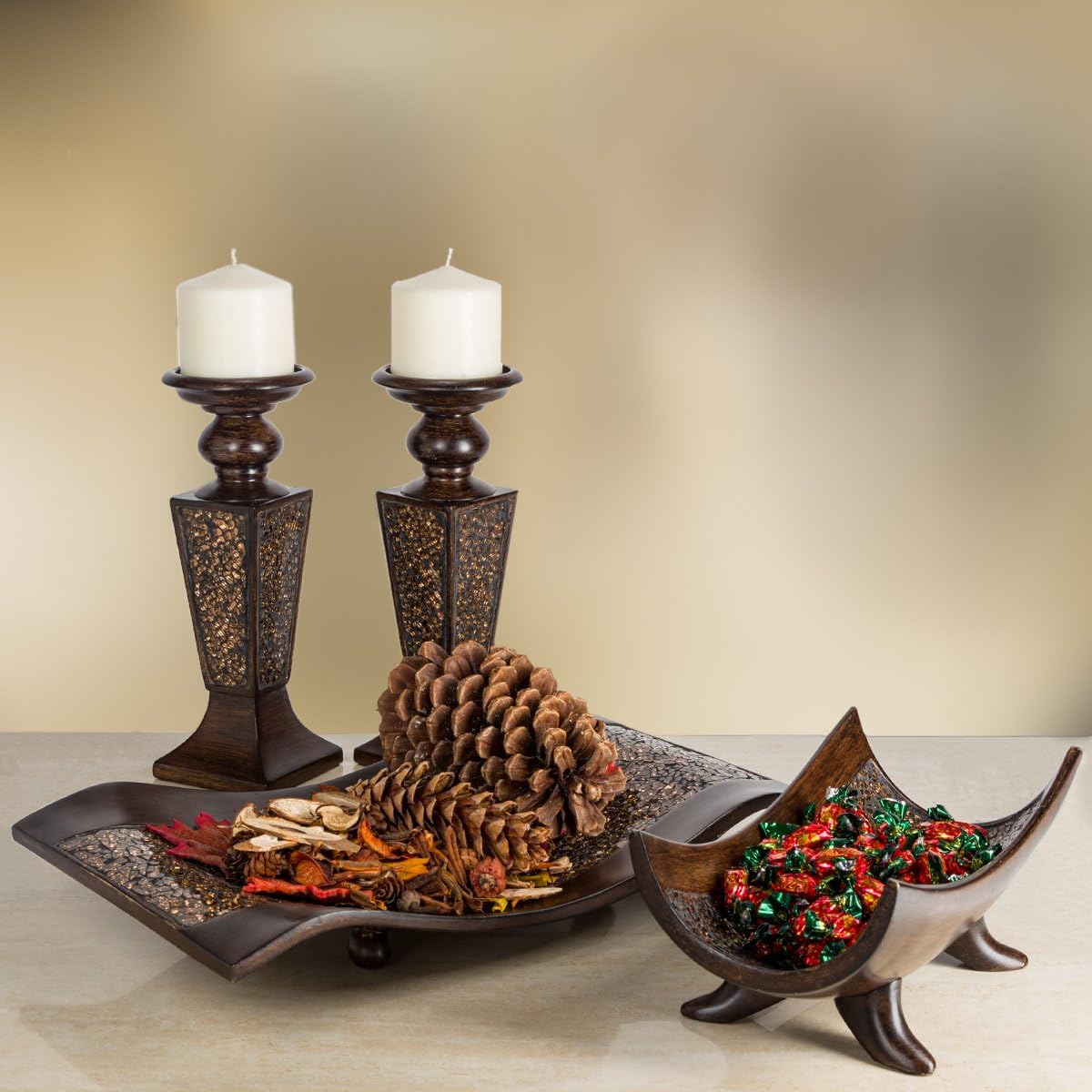 Creative Scents Schonwerk Brown Decorative Bowl for Home Decor - Dining Room Centerpiece - Coffee Table Decor for Living Room - 10" Resin Bowl - House Decor Decorations or Key Bowl for Entryway