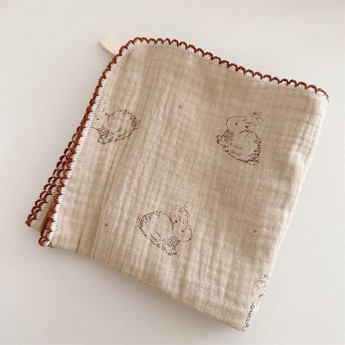 BuLuTu 100% Cotton Muslin Kitchen Towels with Cute Animals Pattern Soft and Super Absorbent Dish Towels Cleaning Rags, 4 Pack 100% Cotton Super Absorbent Multi-Purpose Cleaning Clothes Oil Washable
