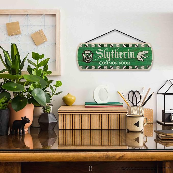 Harry Potter Slytherin Common Room Hanging Wood Wall Decor - Fun Slytherin Sign for Teen Bedroom or Movie Room