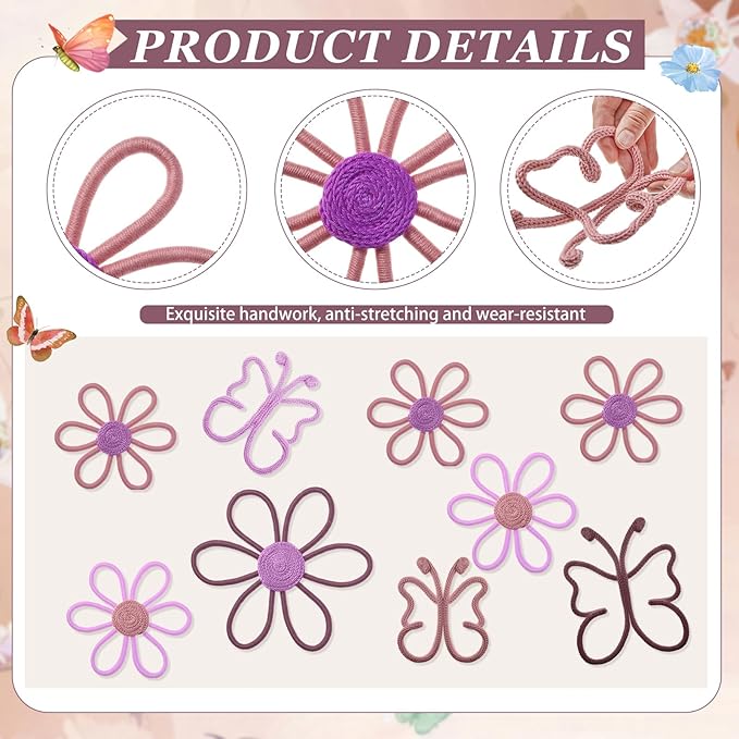 Wesiti 9 Pcs Boho Nursery Decor 3 Size Daisy Flower and Butterflies Woven Macrame Wall Hanging for Home Nursery Bedroom Dorm Wall Art(Fresh Color)