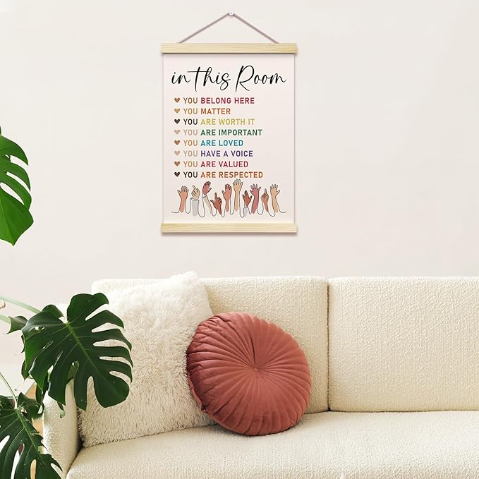 In This Room Posters Hanger Frame for Therapy Office Mental Health Hanging Poster for Nursery Classroom Decor Wall Art Decor for Homeschool Bedroom Kidroom Canvas Wall Art Print 16x12 Inches - YY040