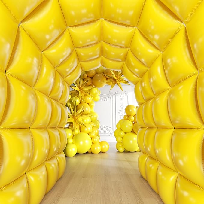 36pcs Yellow Square Foil Balloons Wall Backdrop with 79pcs Balloon Garland Arch Kit, Double Sided Balloon for Birthday Baby Shower Bridal Shower Anniversary Prom Graduation Party Decorations