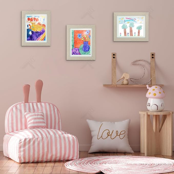 Golden State Art, 8.5x11 Kids Art Frames, Front-Opening Picture Frame Great for Kids Drawings, Artworks, Children Art Projects, Schoolwork, Home or Office (Grey, Set of 8)