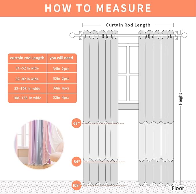 XiDi Blackout Curtains for Girls Bedroom Decor 45 inches Long Window Curtains Colorful Rainbow Design 2 Panel Sets, Kids Room Unicorn Princess Theme Home Decor Ombre Drapes Grey/Pink/Purple W34 X L45