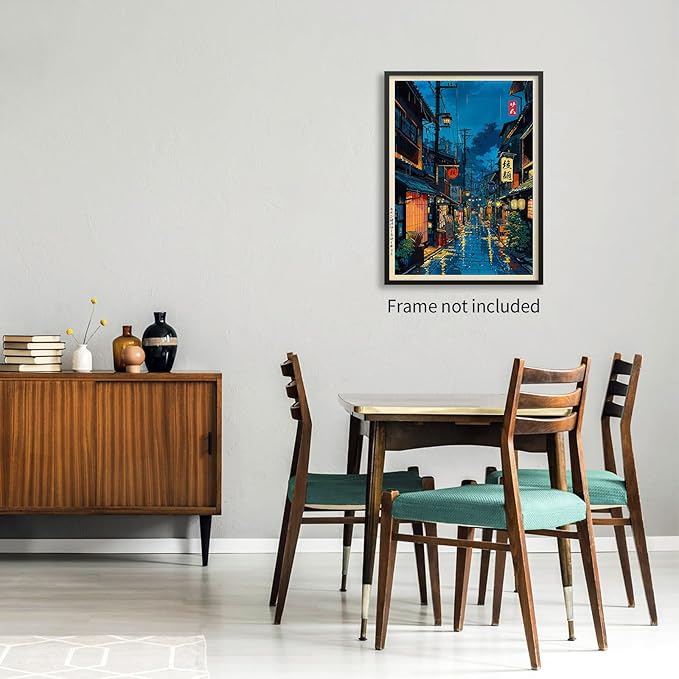 Podafu Japanese Tokyo Tea House Canvas Art Print Modern Ukiyo-e Decor Poster for Bedroom & Living Room 16x24in Unframed